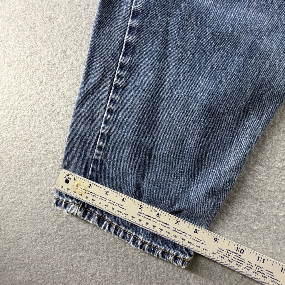 Levis 505 Regular Fit Jeans Mens 35x28 Medium Wash Blue Denim Straight Leg USA - Picture 9 of 12